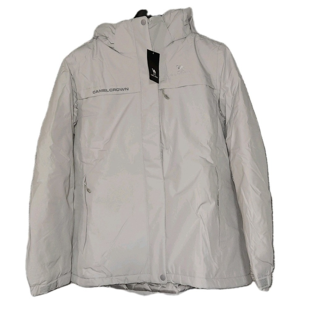 CAMEL CROWN Women's Waterproof Ski Jacket w/ Detachable Hood, New Gray, XL- NWT